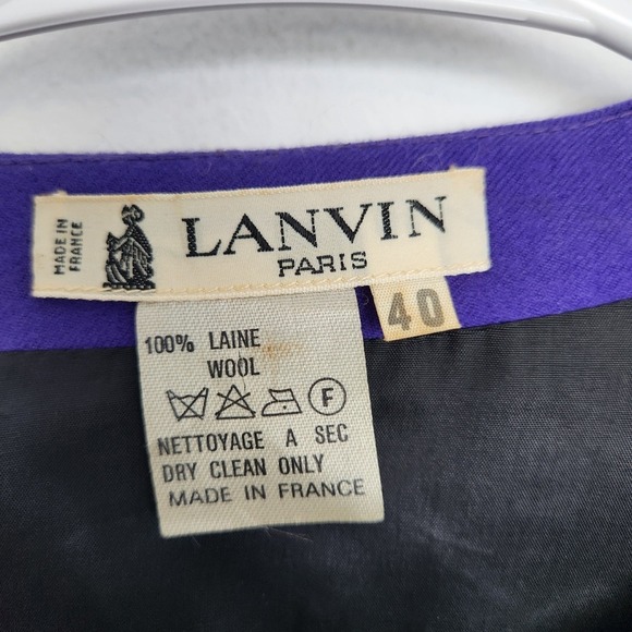 LANVIN Vintage 70s Military Victorian Wool Cropped Blazer Jacket Purple Goth - Picture 10 of 10